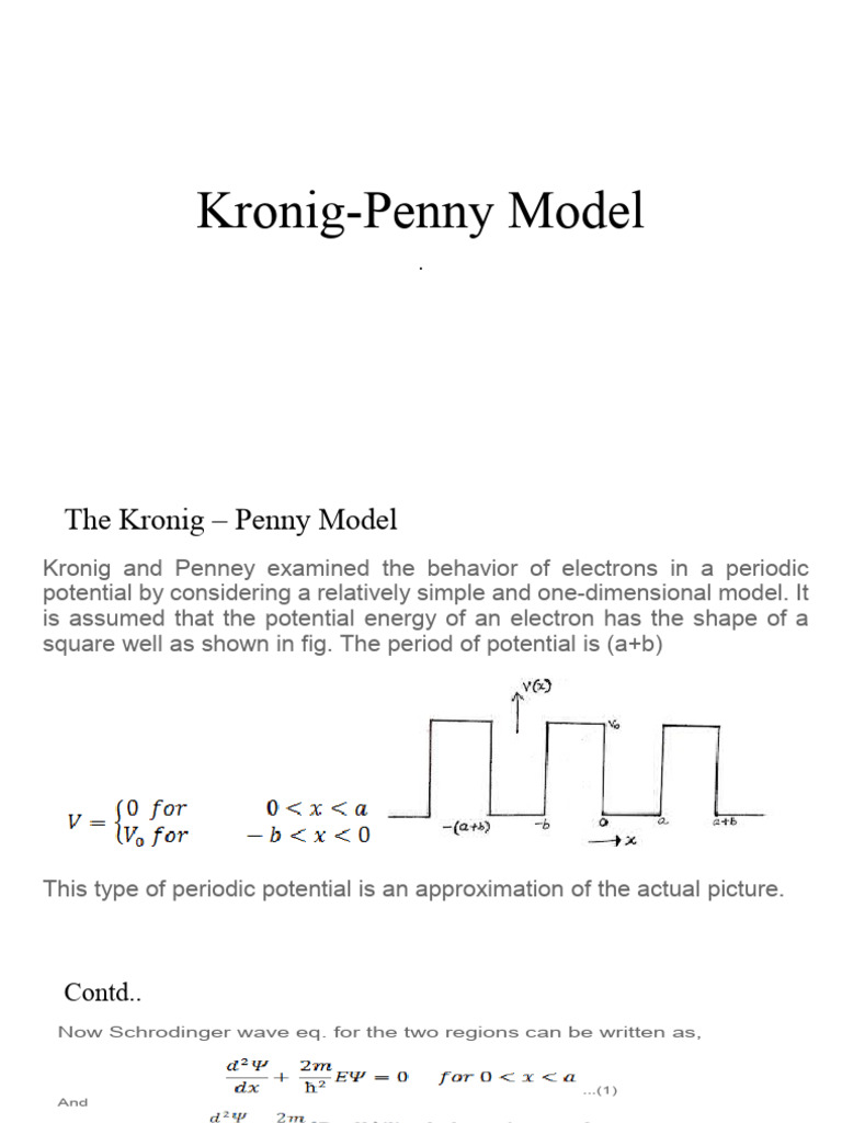 KronigPenny Model PDF Scientific Theories Chemistry