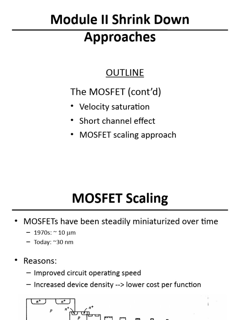 MOSFET Scaling and Velocity Saturation | PDF | Mosfet | Field Effect ...