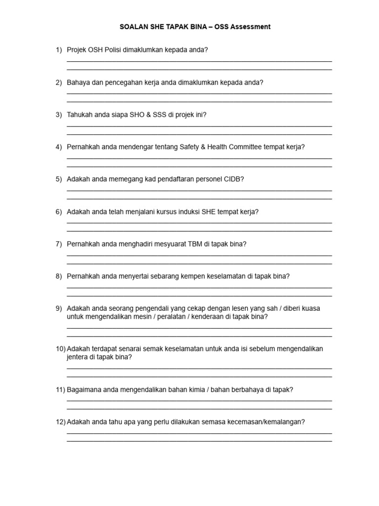 Workers Interview Questions Shassic Pdf