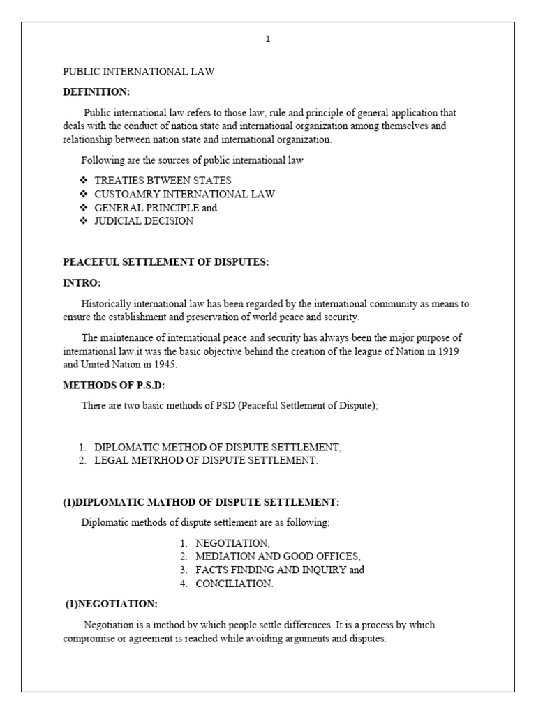 Public International Law | PDF | Mediation | Human Rights