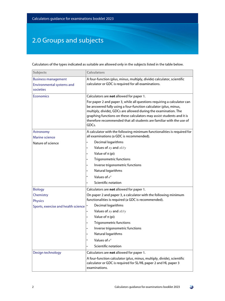 Ycalculators Guidance For Examinations Booklet 2023 PDF Complex