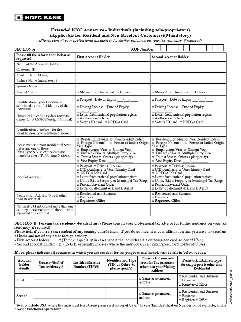 Extended kyc annexure individuals including sole proprietors
