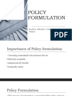 Policy Formulaion