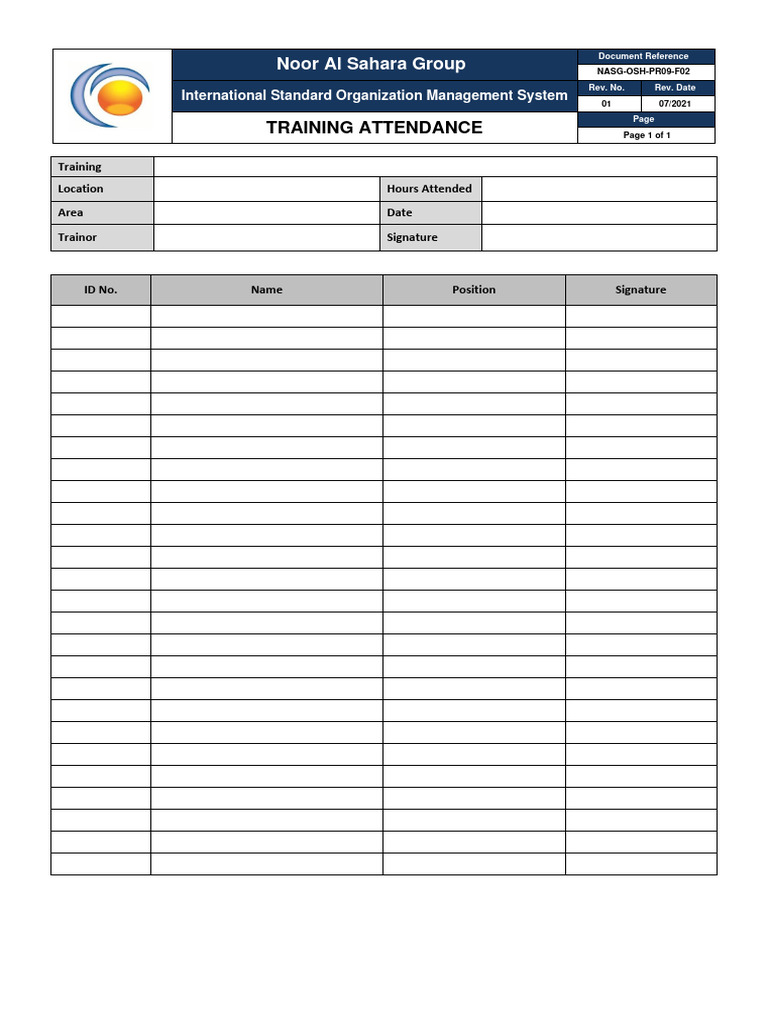 OSH - Training Attendance | PDF