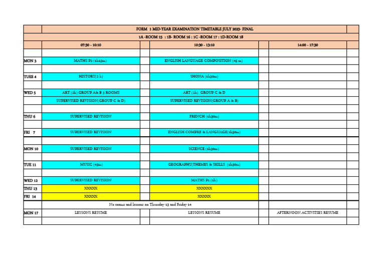 Exam Timetable 2023 | PDF