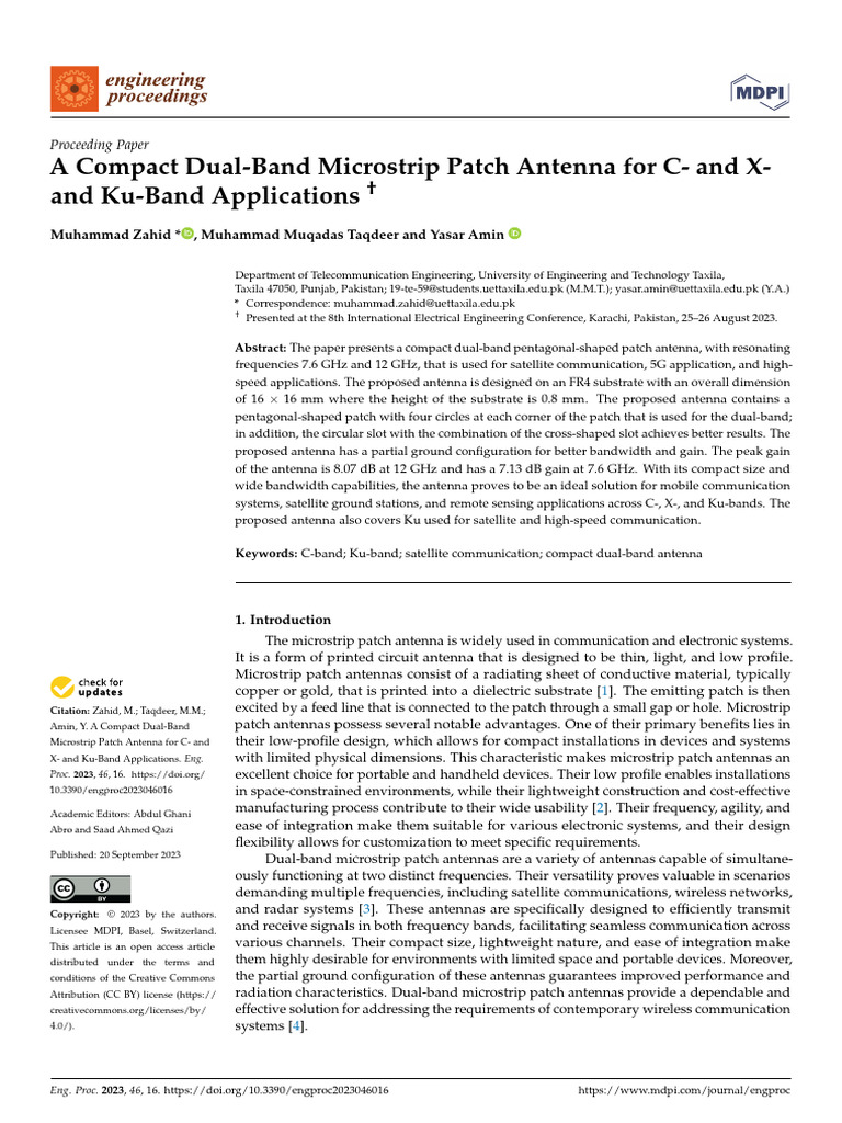 A Compact Dual-Band Microstrip Patch Antenna For C - and X-2023 | PDF ...