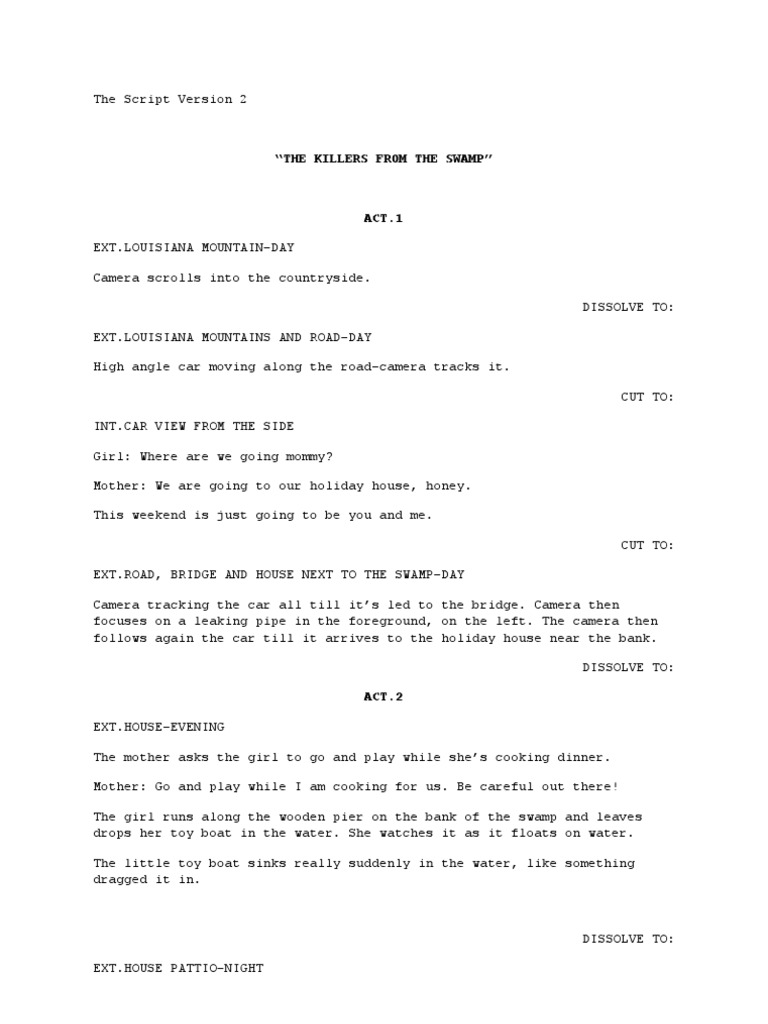 Killers from the Swamp: A Horror Script | PDF | Mystery, Thriller ...
