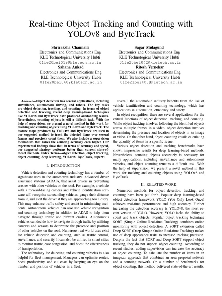 YOLOv8 and ByteTrack for Object Tracking | PDF | Artificial ...