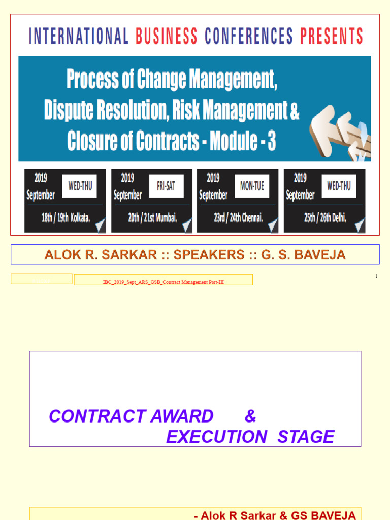 IBC - 2019 - Sept - ARS - GSB - GSB - Contract Management - Part-III ...