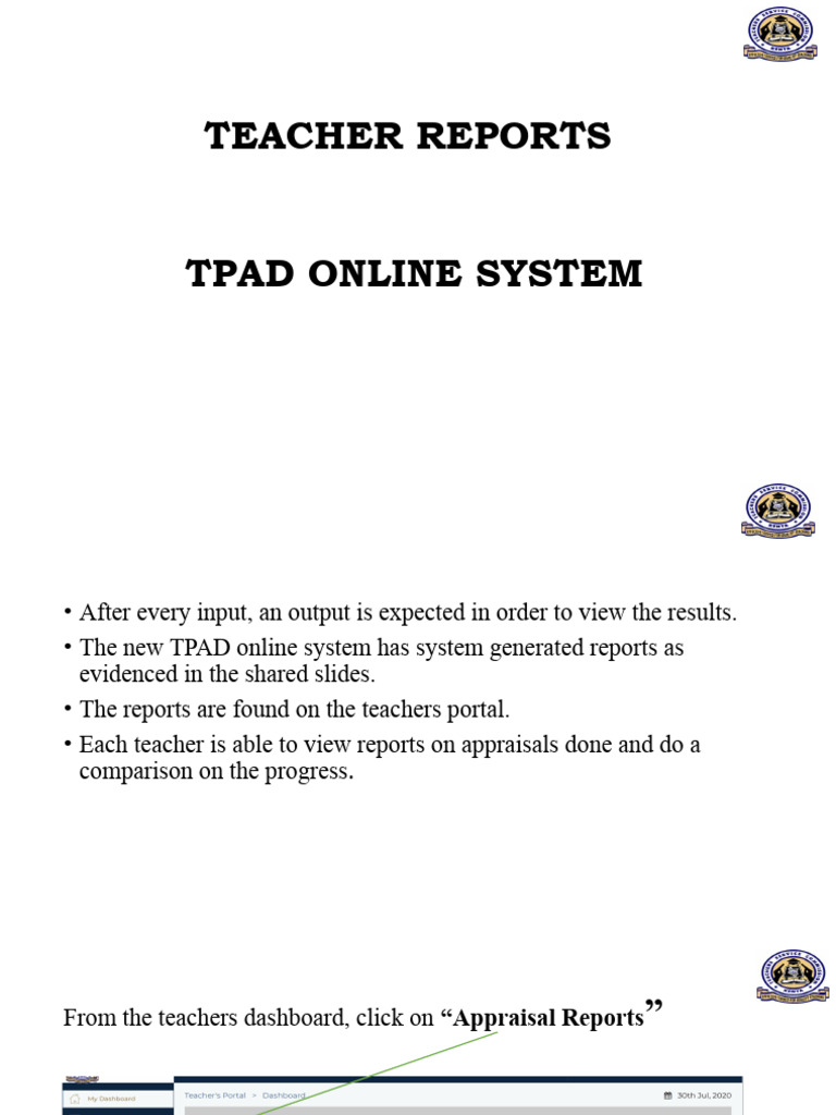 TPAD Online System: Teacher Reports Guide | PDF