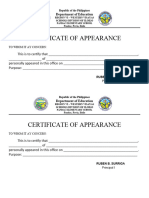 Certificate of Appearance