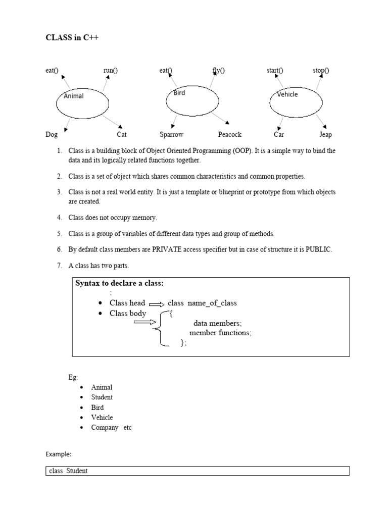 Class in C++ . | PDF