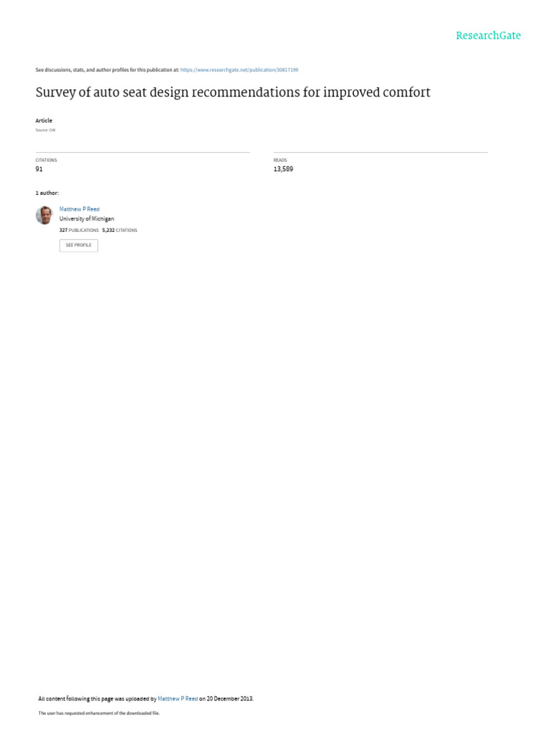 Survey of Auto Seat Design Recommendations For Imp | PDF | Computers