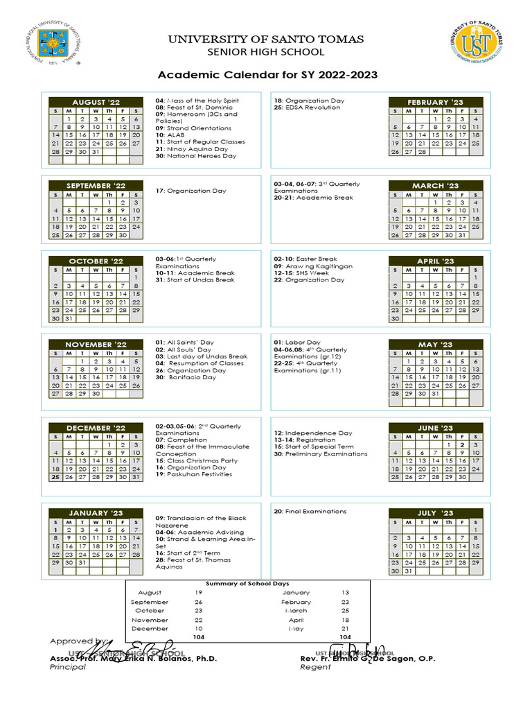 Academic Calendar SY 2022 2023 As of 02.09.2023 PDF Observances