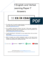 The Exam Coach 11 CEM English & Verbal Reasoning Paper 7 Answers