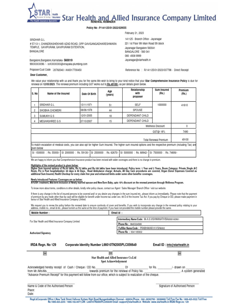 Insurance Renewal Notice and Details | PDF | Insurance | Service Industries