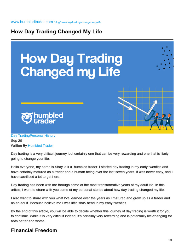 How Day Trading Transformed My Life PDF Day Trading Emotions