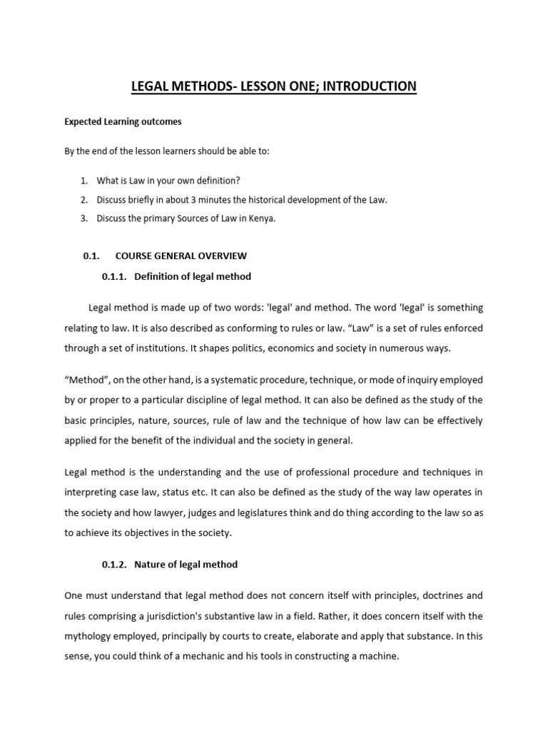Introduction to Legal Methods in Kenya | PDF | Social Science
