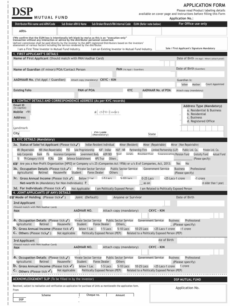 Common application form for lumpsum sip dsp pdf