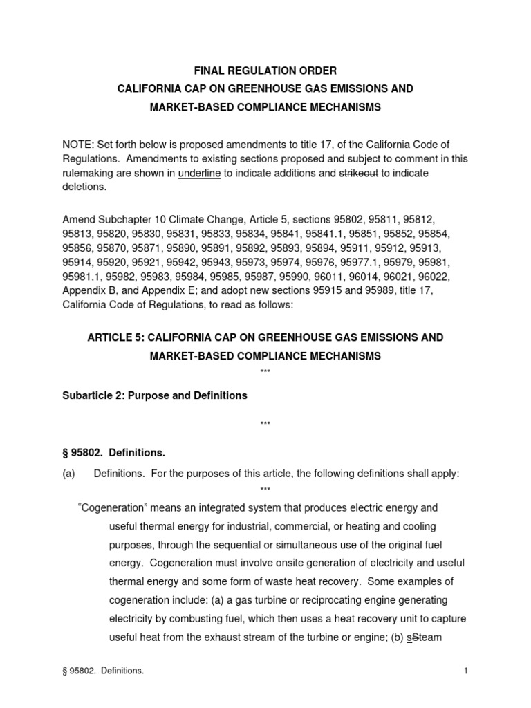 California Cap and Trade Regulation PDF