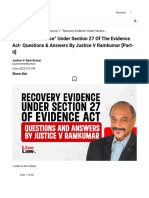 "Recovery Evidence" Under Section 27 of The Evidence Act Questions