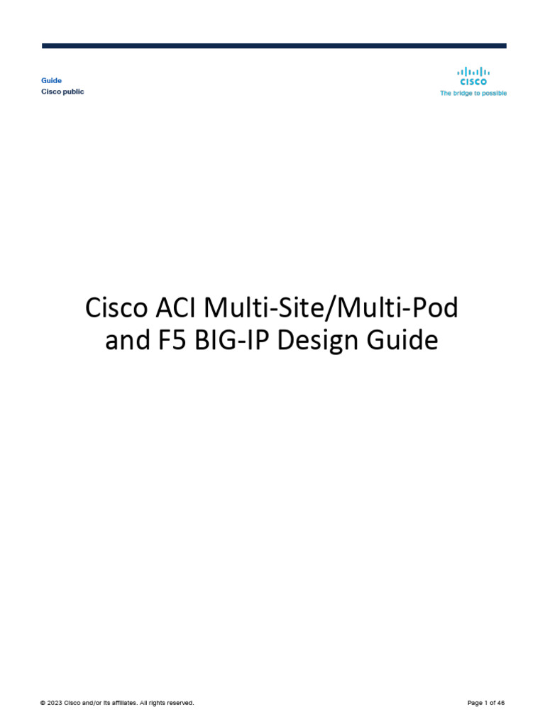 Aci Multi Site Pod f5 Ip Design Guide | PDF | Load Balancing (Computing ...