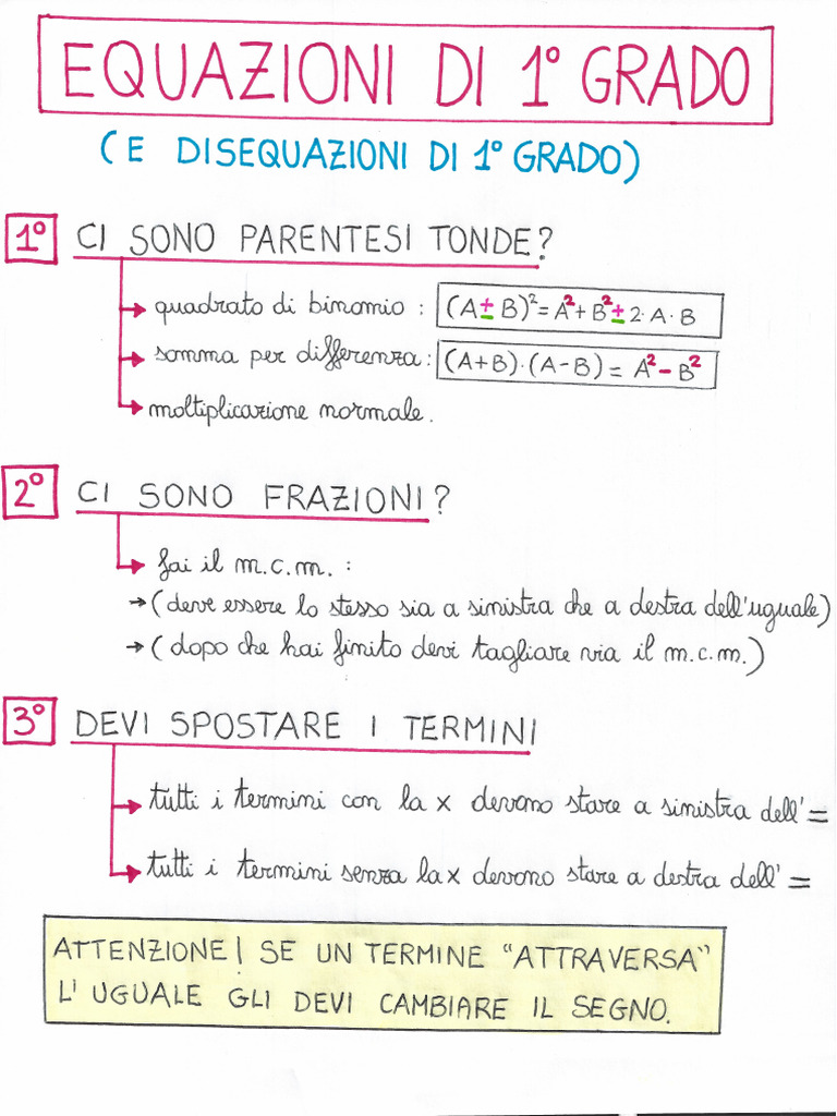 Equazioni Di 1 Grado | PDF