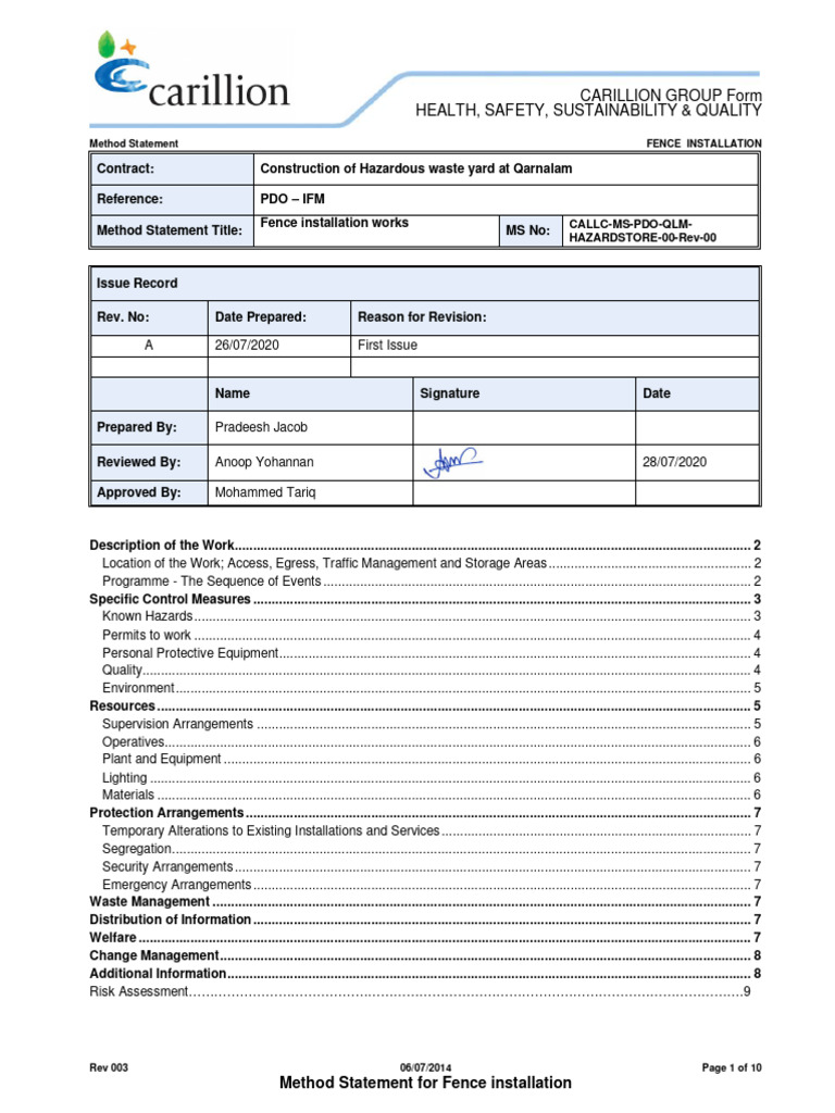 Fence Installation PDF Risk Risk Assessment