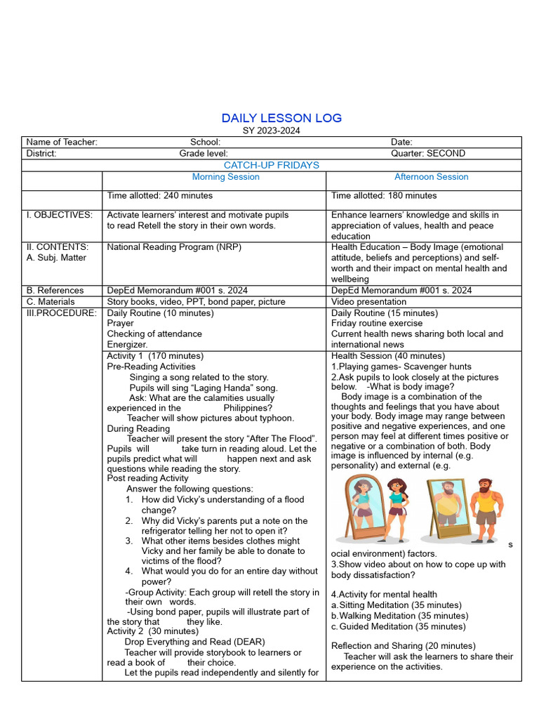 Catch Up Friday DLL PDF Learning Teachers