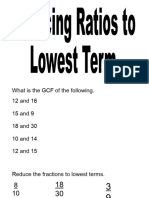 Reducing Ratios To Lowest Terms