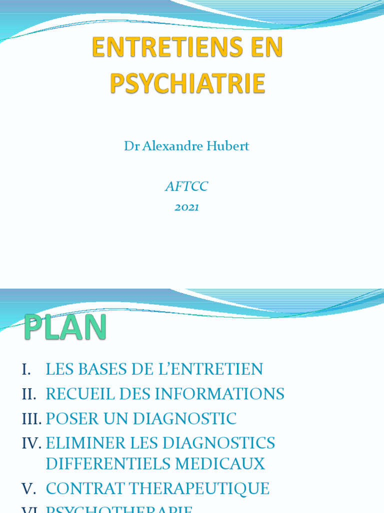 Bases De L entretien Psychiatrique PDF motions Trouble Mental