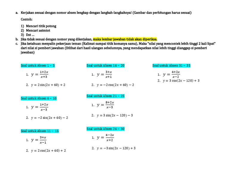 Soal Matematika Berdasarkan Absen | PDF