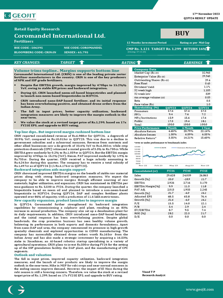 Geojit - Coromandel International Ltd. | PDF