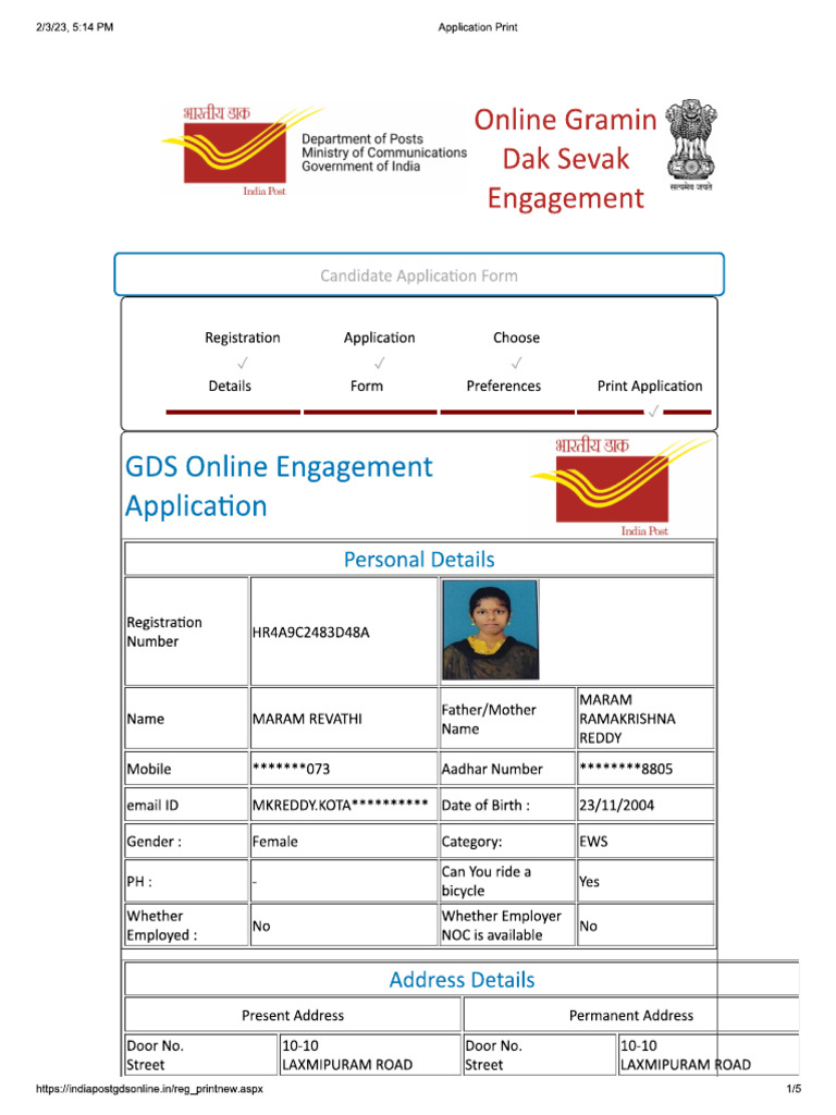 Postal Application Form | PDF