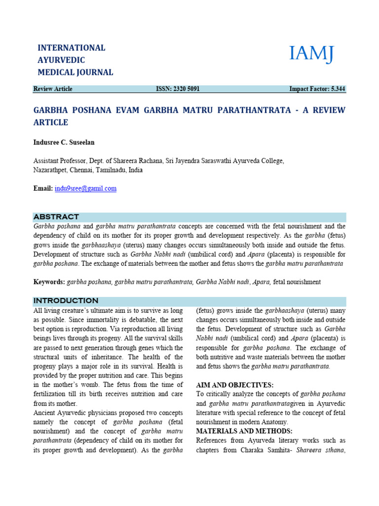 International Ayurvedic Medical Journal Review Article ISSN 2320 5091 Impact Factor 5.344 PDF