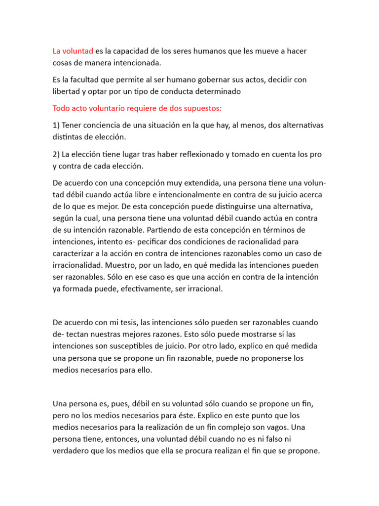 La Voluntad Es La Capacidad de Los Seres Humanos Que Les Mueve A Hacer ...