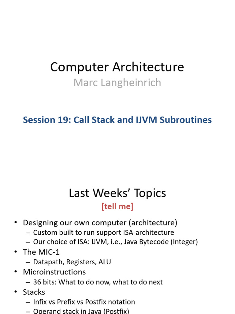 19-JAL, IJVM Call Stack and Subroutines | PDF