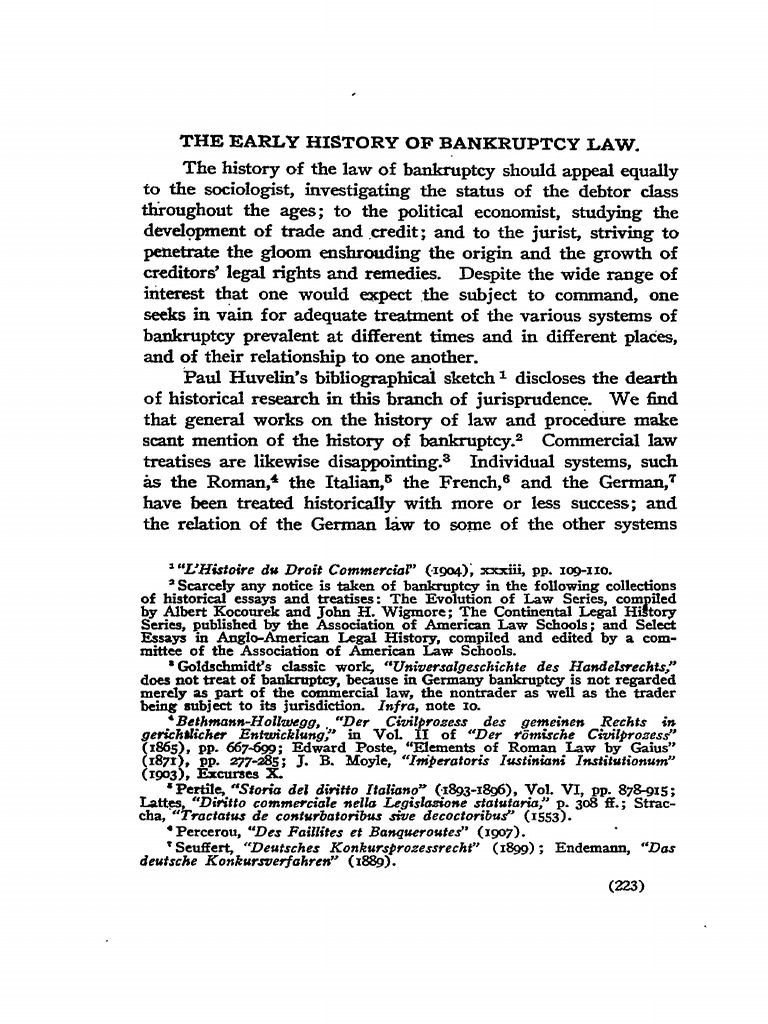 History of Bankruptcy Law Explained | PDF