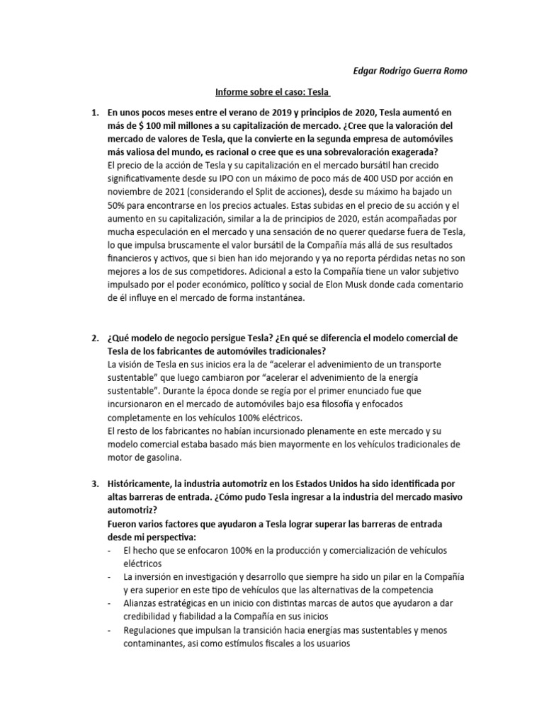 Caso Tesla Edgar-Guerra | PDF | Elon Musk | Mercado (economía)