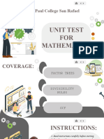 Unit Test Mathematics 4 Grade 4 St. Agatha