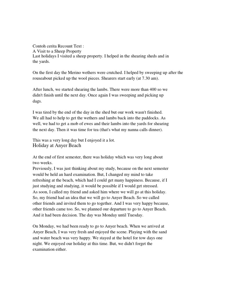 Recount Text Examples and Structure | PDF | Sheep