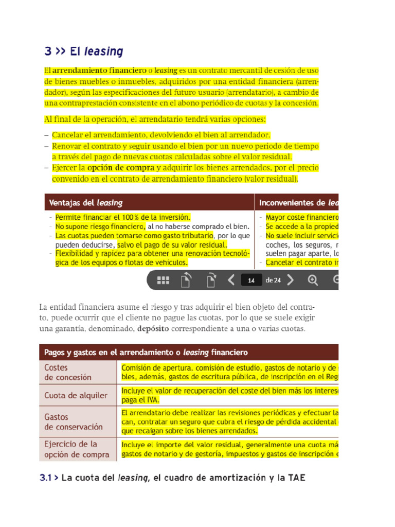 LEASING Ejercicio | PDF