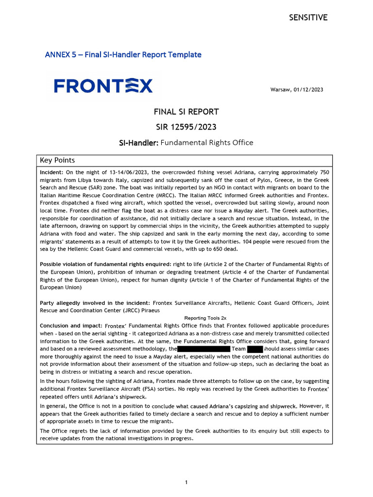 Pylos Migrant Boat Capsizing Report | PDF | Search And Rescue