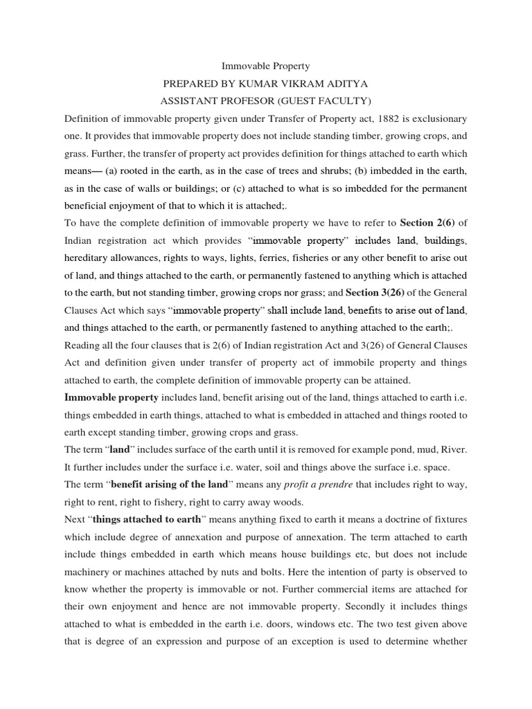 Immovable Property | PDF