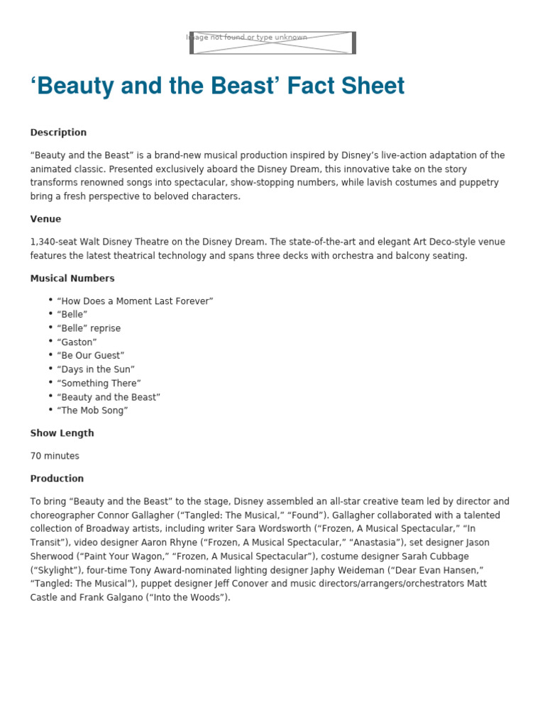 Beauty and The Beast Fact Sheet | PDF
