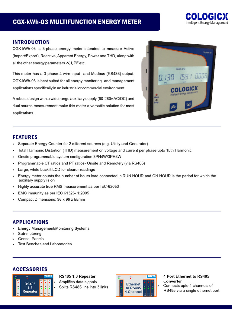CGX-kWh-03 Multifunction Energy Meter | PDF | Electrical Engineering ...