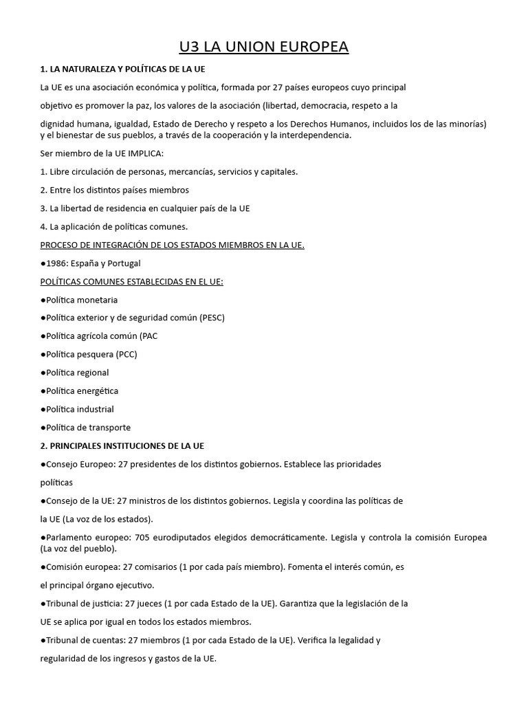 Estructura y Políticas de la UE | PDF | Banco central europeo | Unión ...