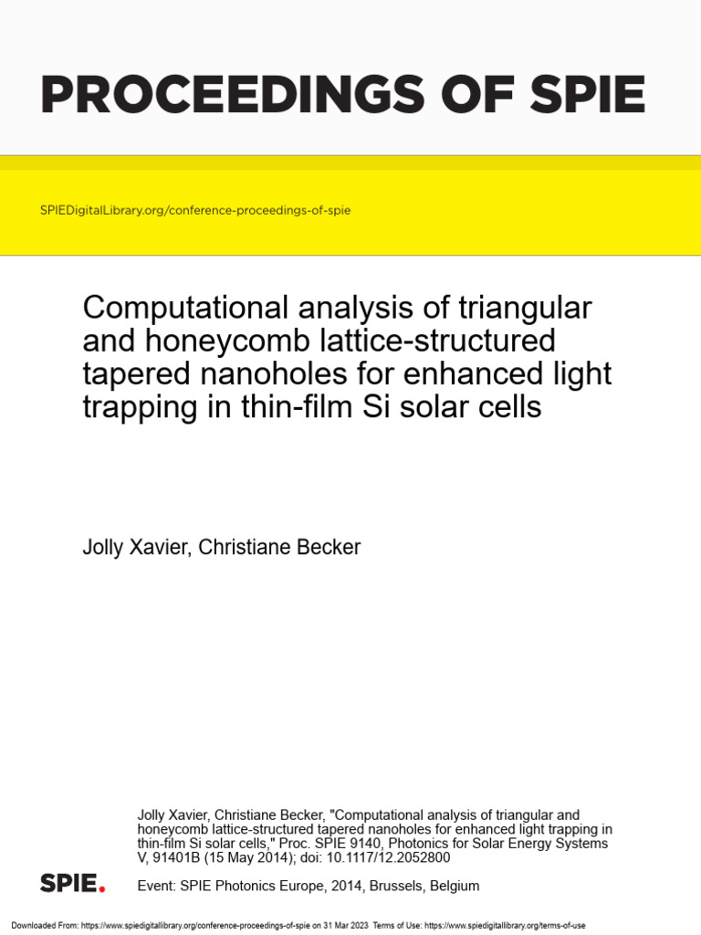 Enhanced Light Trapping in Si Solar Cells | PDF | Thin Film Solar Cell ...