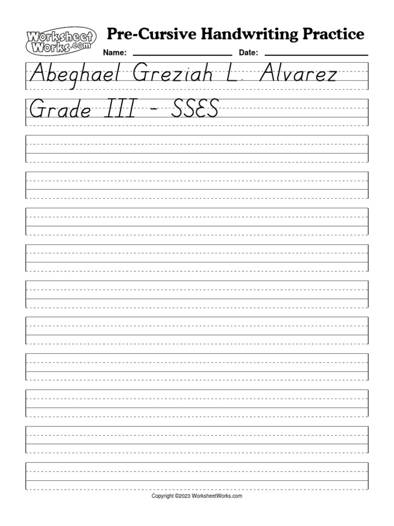 WorksheetWorks PreCursive Handwriting Practice 3 PDF