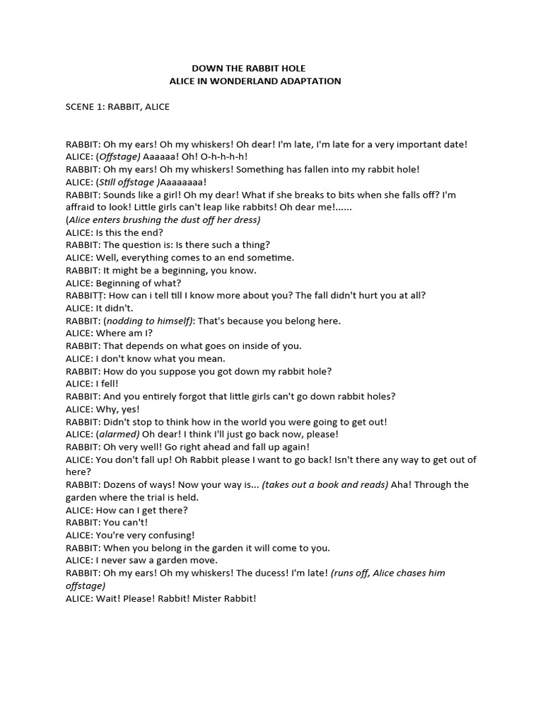 Down The Rabbit Hole Pdf